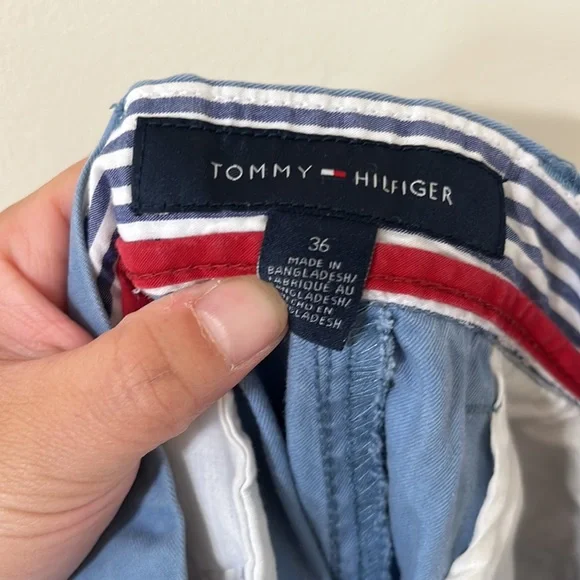 Tommy Hilfiger Blue Grey 9.5" Bermuda Twill Flat Front Chino Shorts Size 36 - Picture 6 of 7